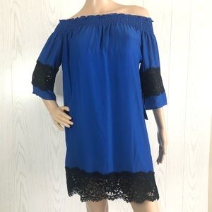 NWT Felicity & Coco Marjorie Electric Blue Petite Off-the-shoulder Dress Size SP